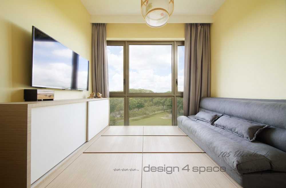 Modern Living Room with TV Console and Ceiling Light
