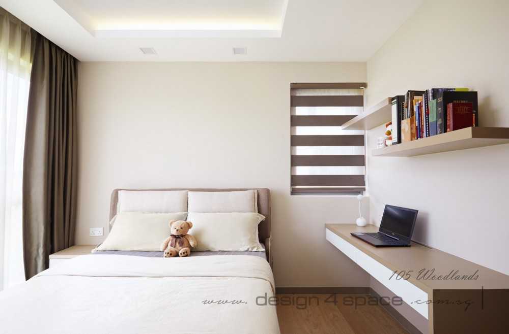 Modern Bedroom with Bookshelf and Desk