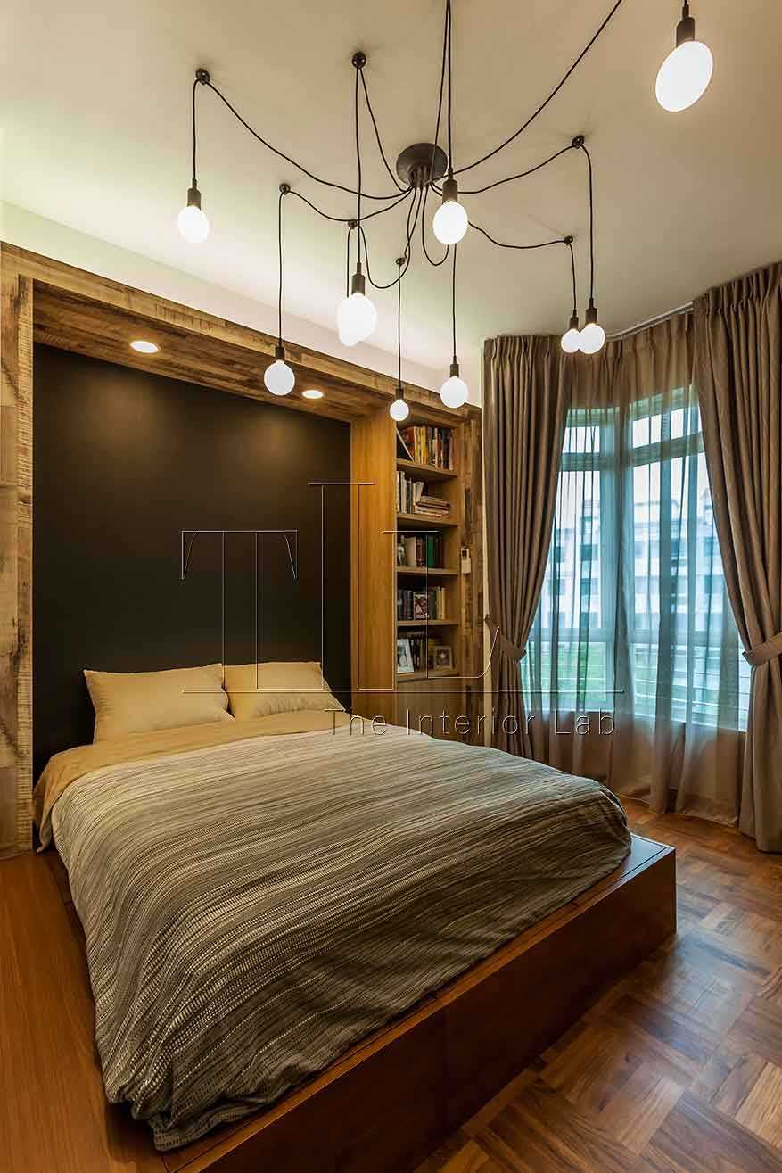 Eclectic Bedroom with Bookshelf and Vinyl Flooring