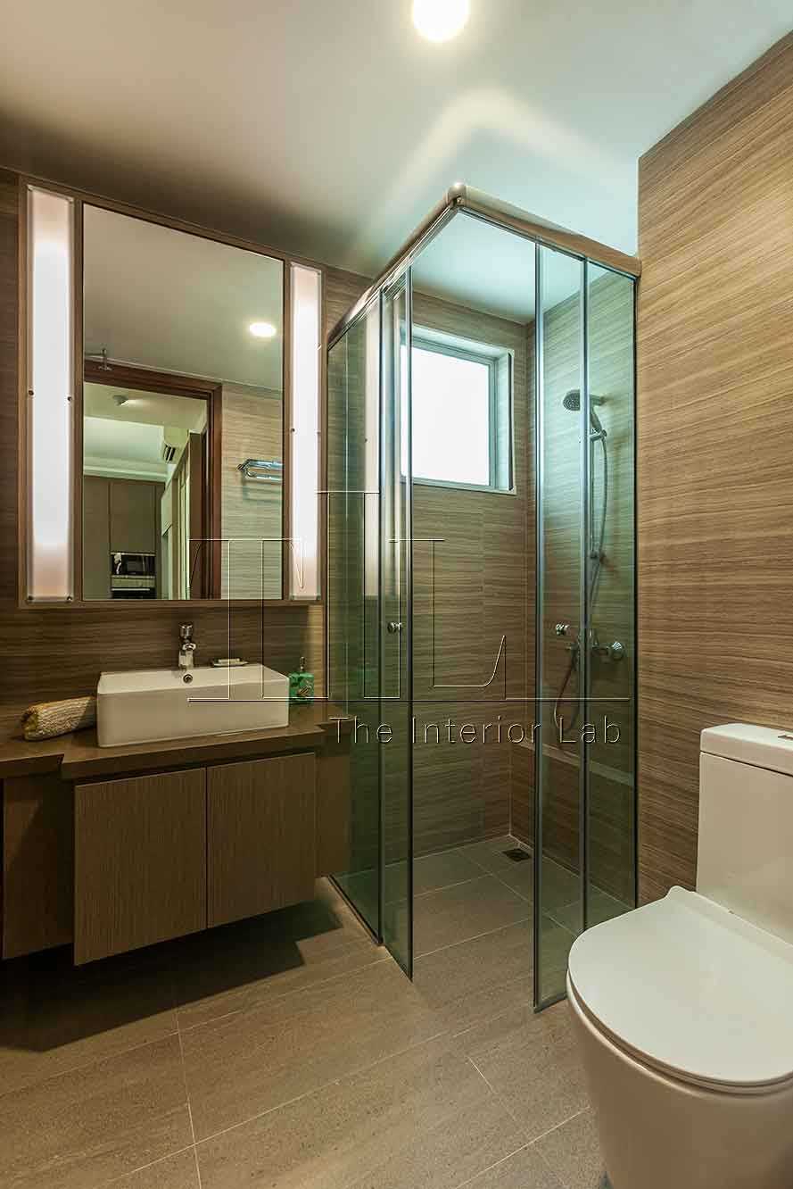 Eclectic Bathroom with Mirror and Shower Screen