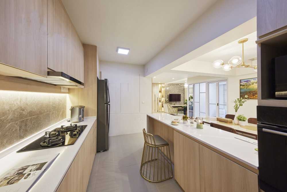 Modern Kitchen with Countertop and Kitchen Island
