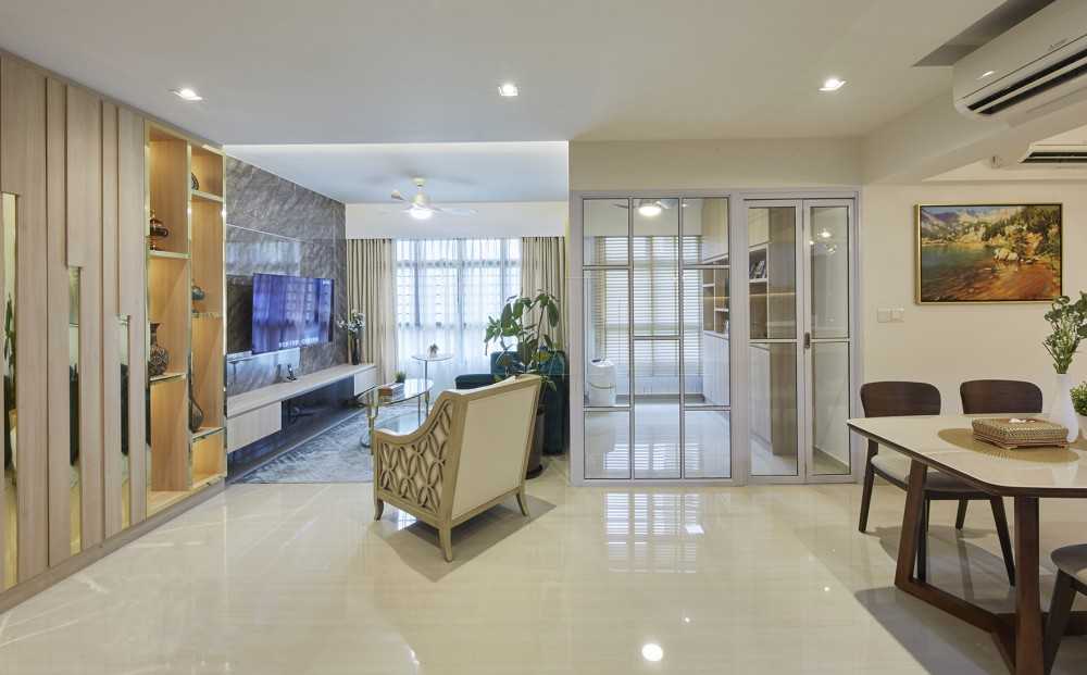 Modern Living Room with Glass Door and Console Table