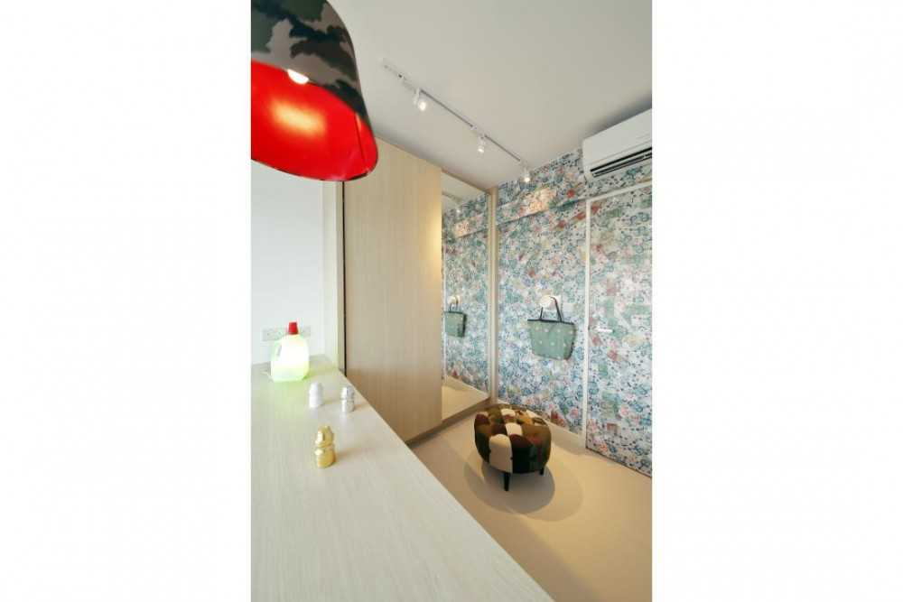 Transitional Walk-in Wardrobe with Feature Wall and Wardrobe