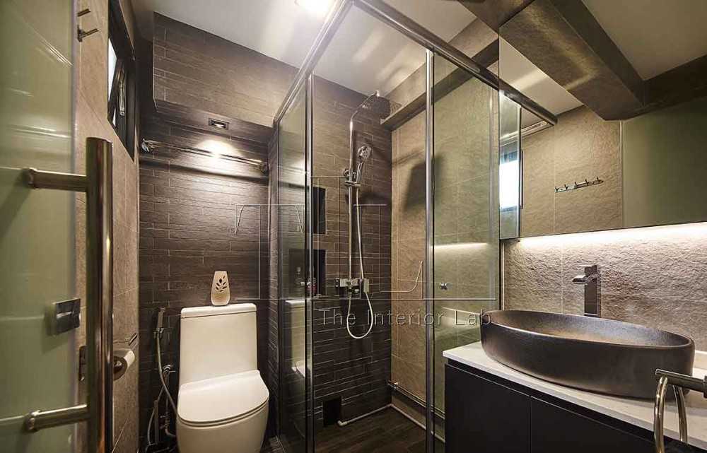 Industrial Bathroom with Mirror and Shower Screen