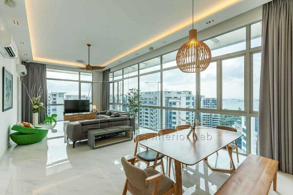 Modern Living Room with TV Console and Drop Light
