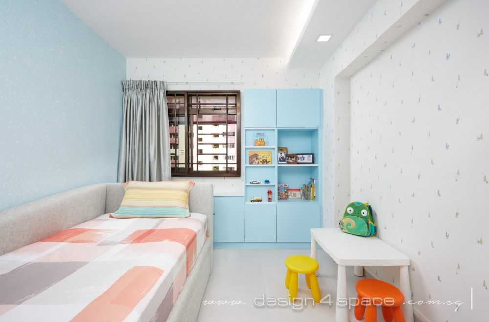 Contemporary Bedroom with Bedroom Dresser and Children's Beds