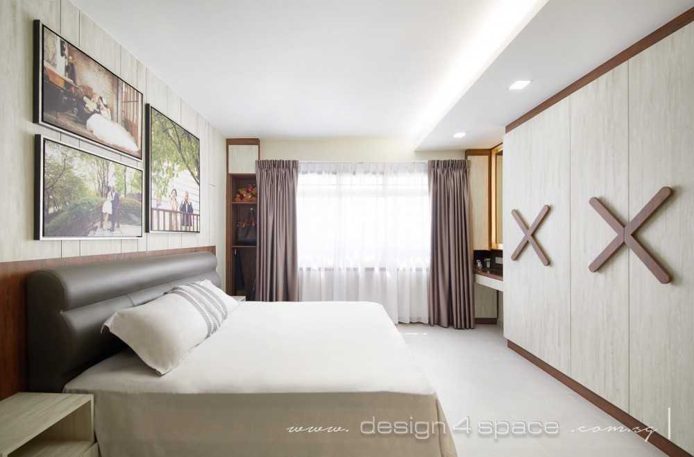 Contemporary Bedroom with Homogeneous Tiles and Herringbone Tiling