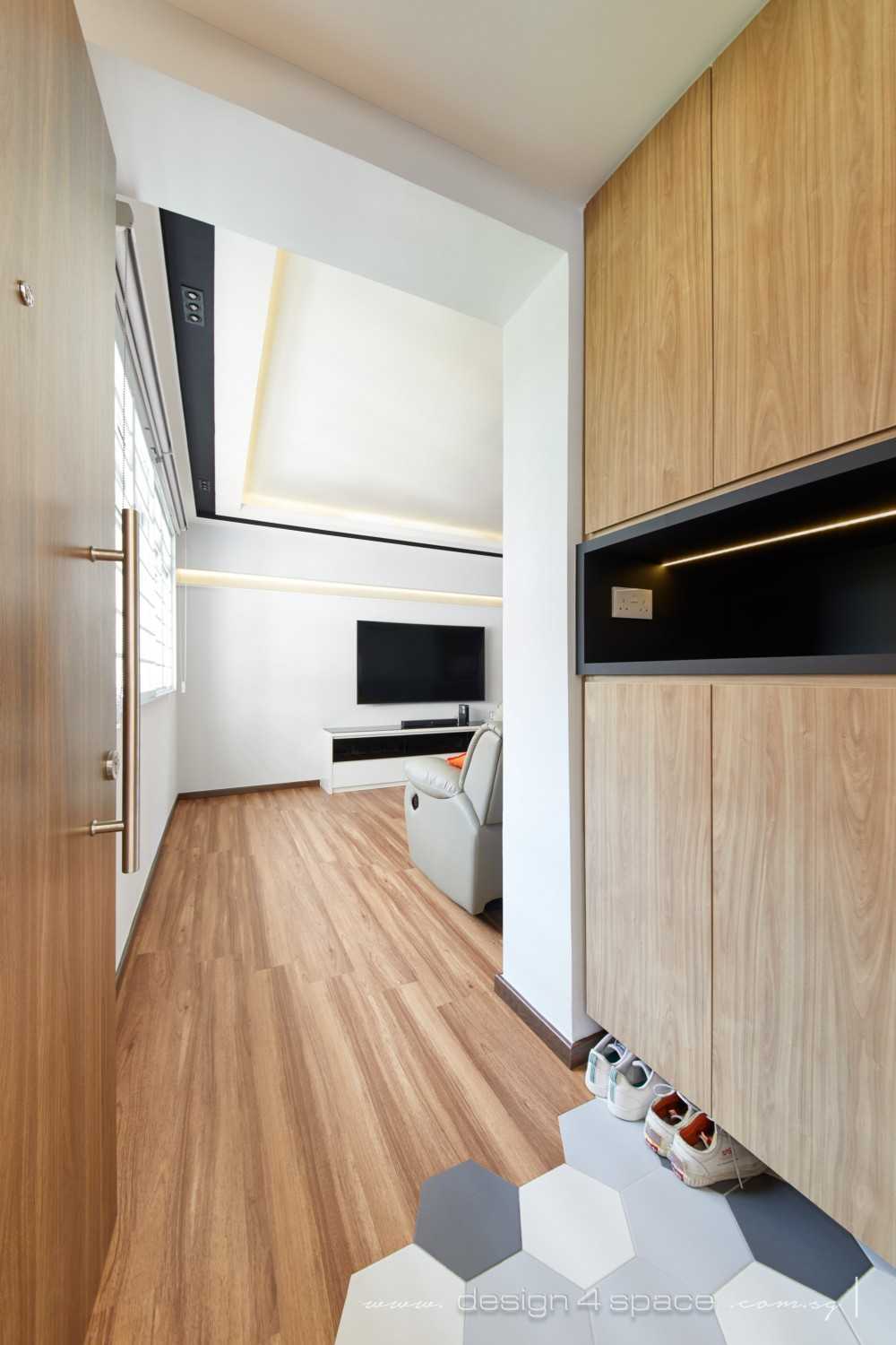 Contemporary Entryway with Mirror and Shoe Rack