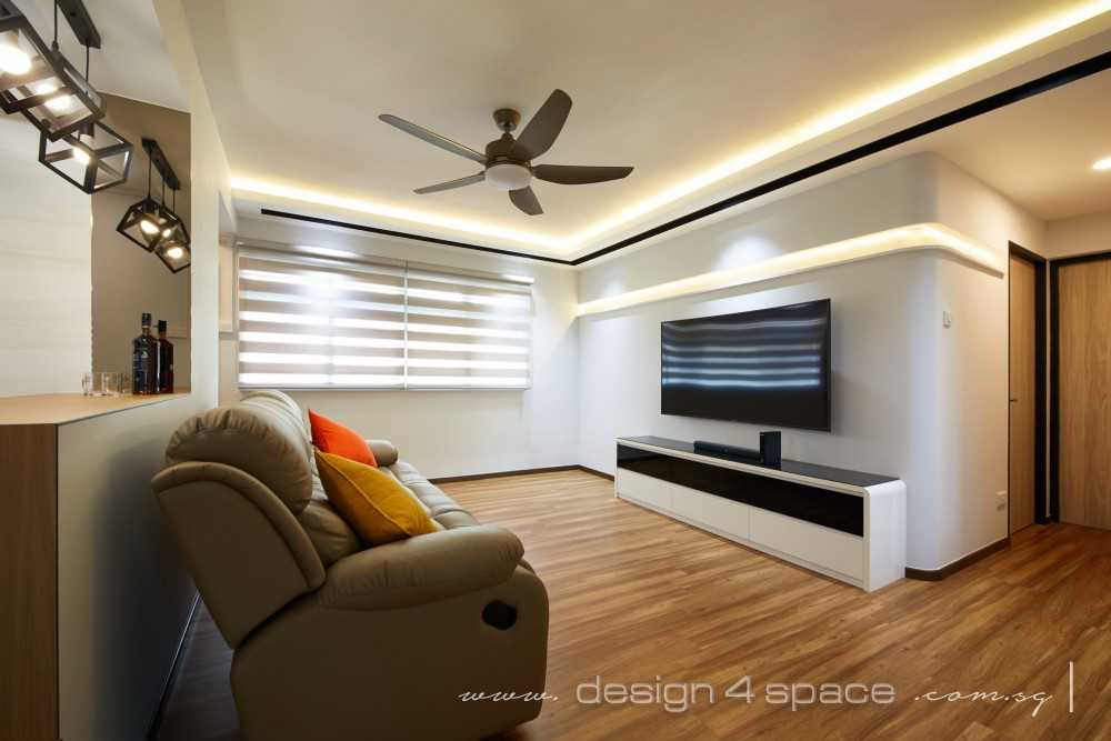 Contemporary Living Room with TV Console and Feature Wall