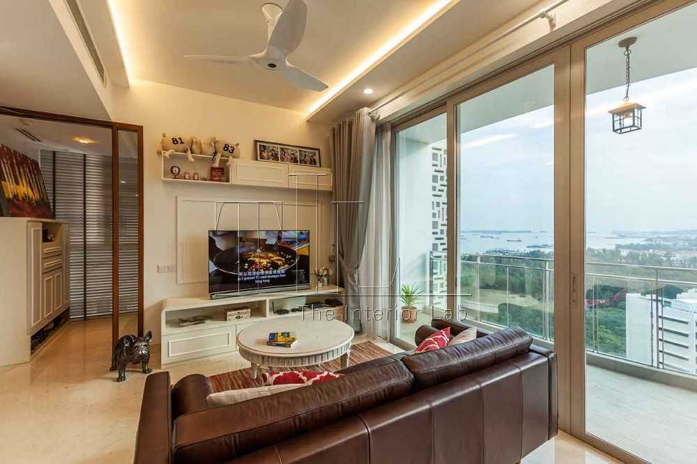 Vintage Living Room with TV Console and Bay Window