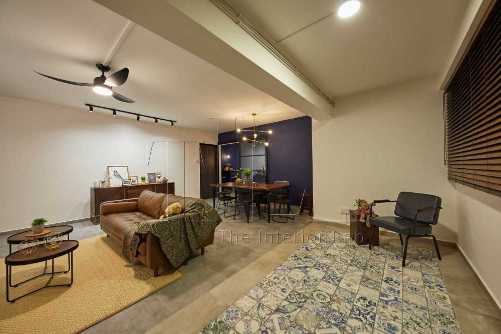 Contemporary Balcony with Cement Floor and Curtain