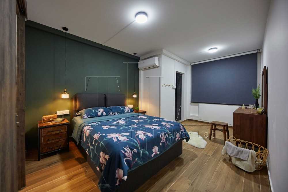 Contemporary Bedroom with Feature Wall and Ceiling Light