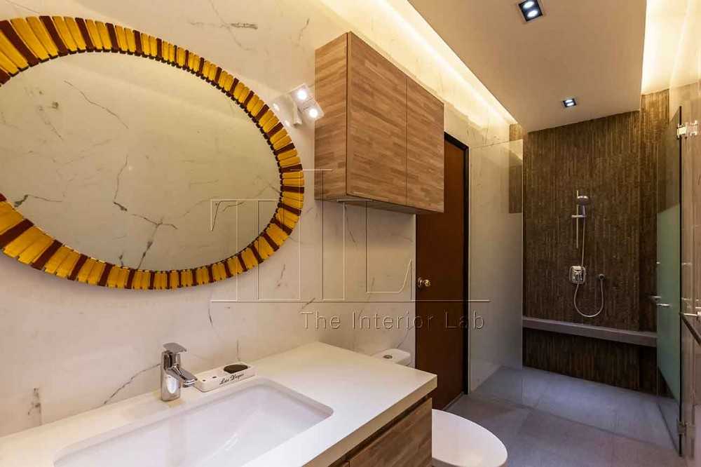 Contemporary Bathroom with Mirror and Shower Screen