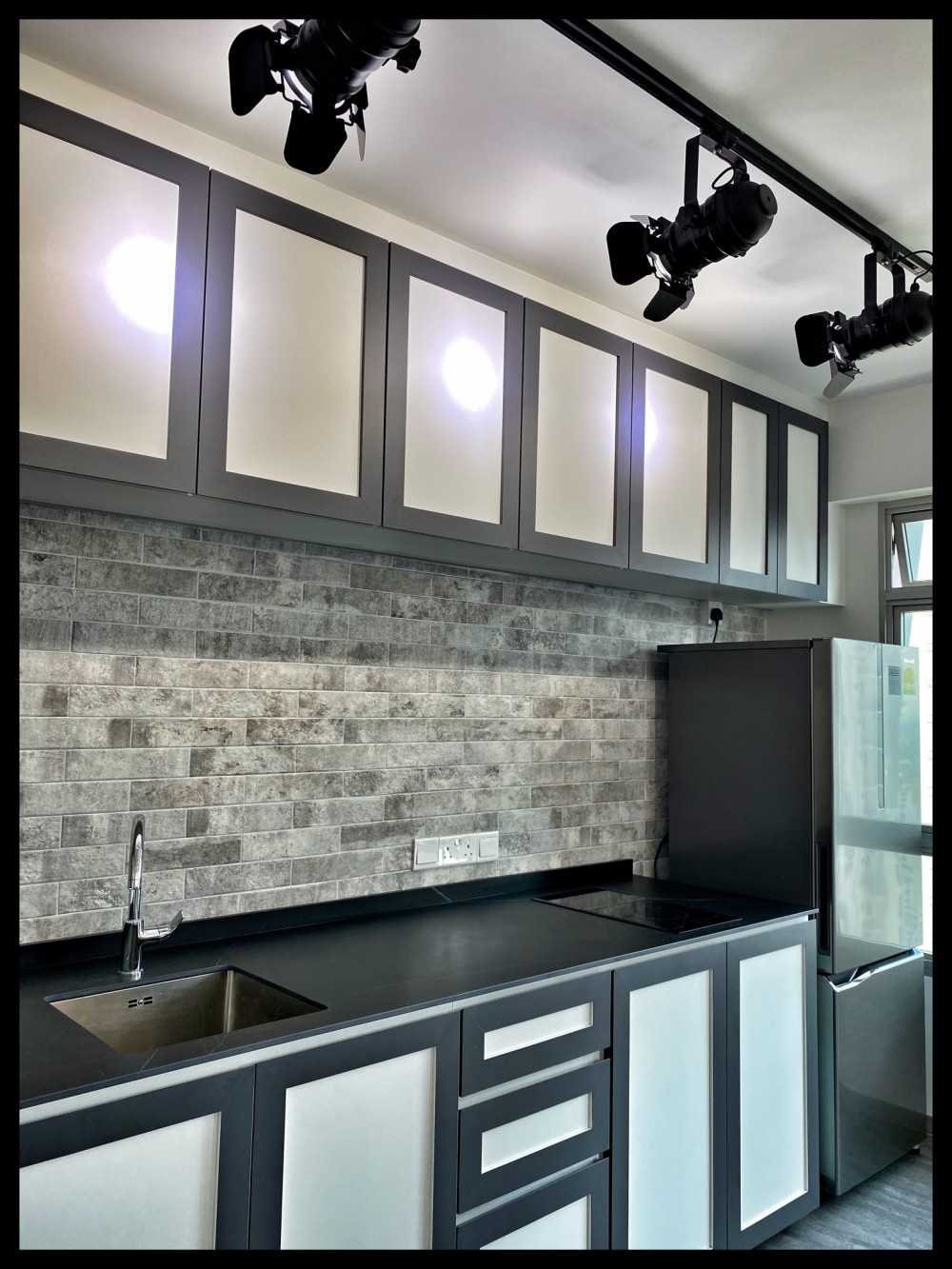 Country Kitchen with Countertop and Vinyl Flooring