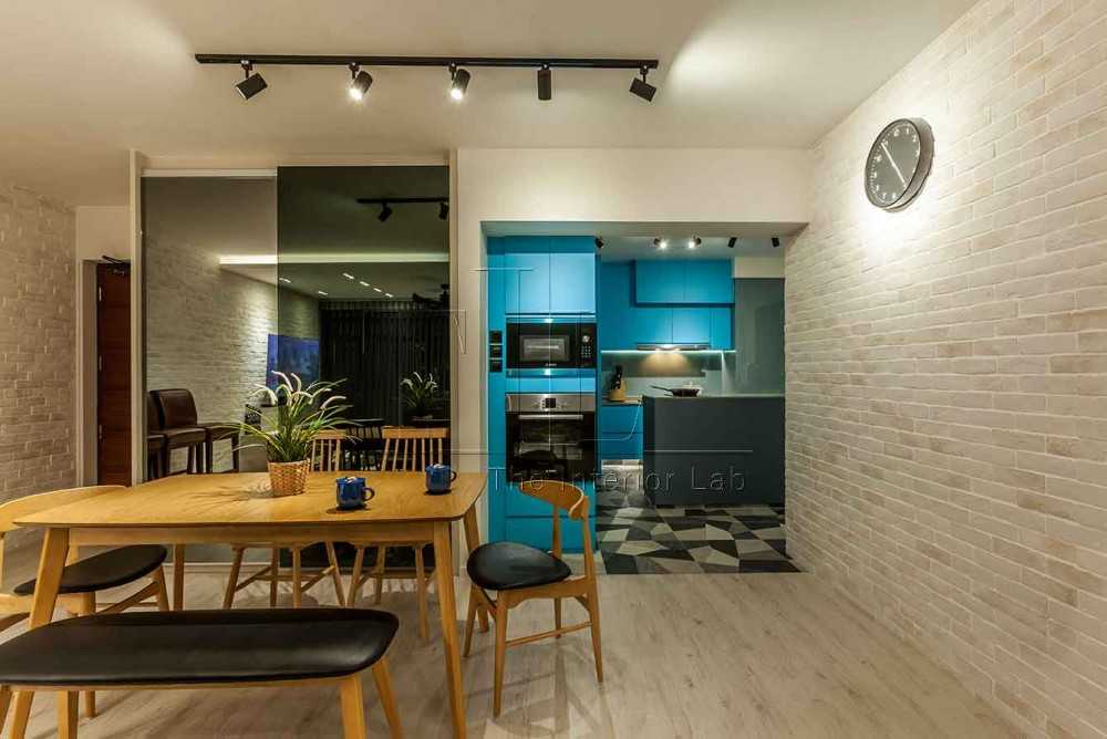 Eclectic Dining Room with Open Kitchen and Dining Table