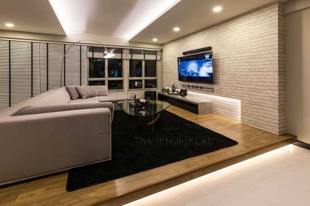 Modern Living Room with Feature Wall and Cove Lighting