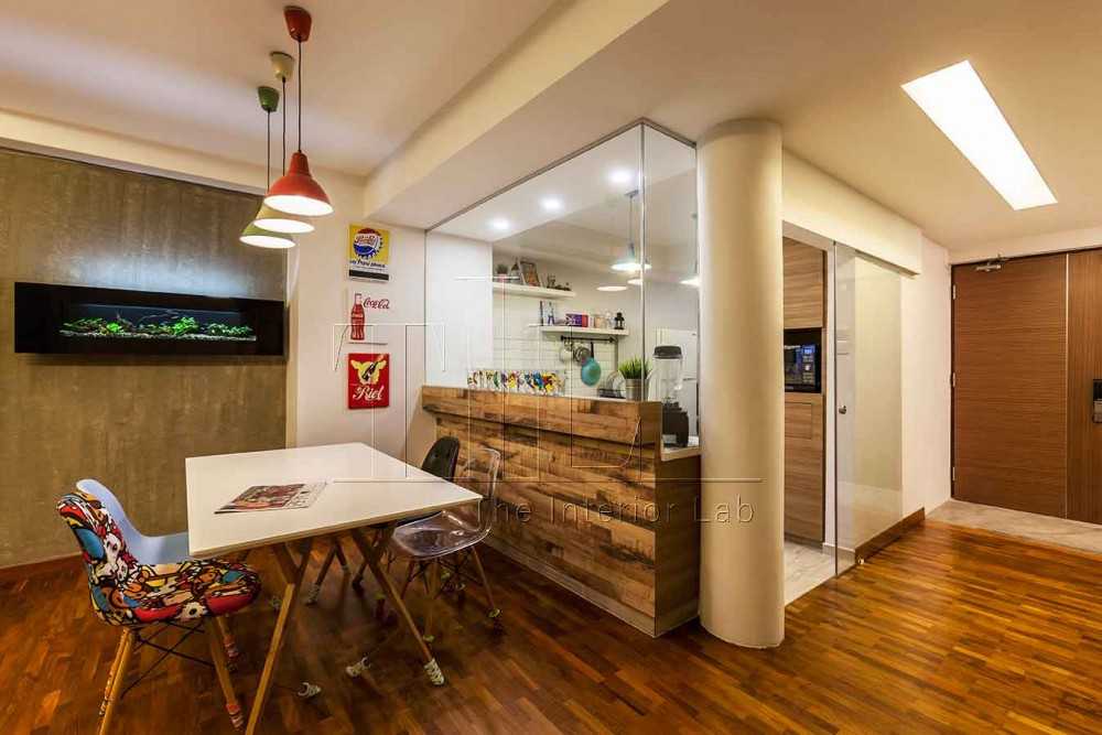 Modern Dining Room with Artwork and Glass Door