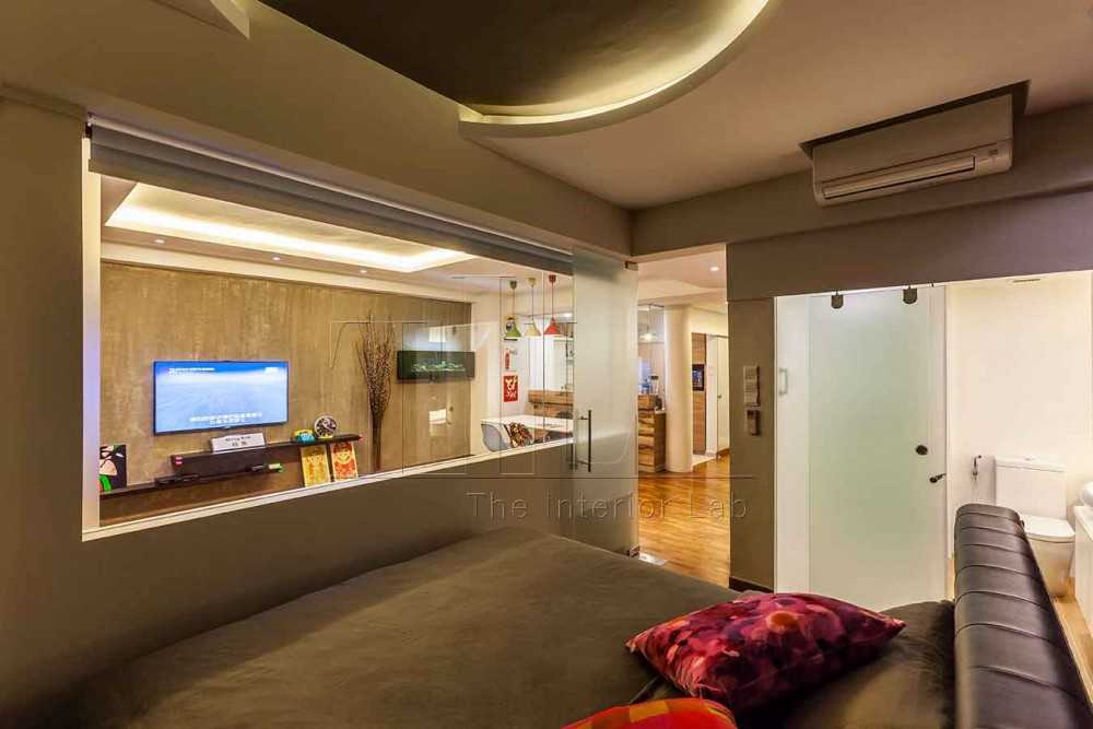 Modern Bedroom with Wood Flooring and Cove Lighting