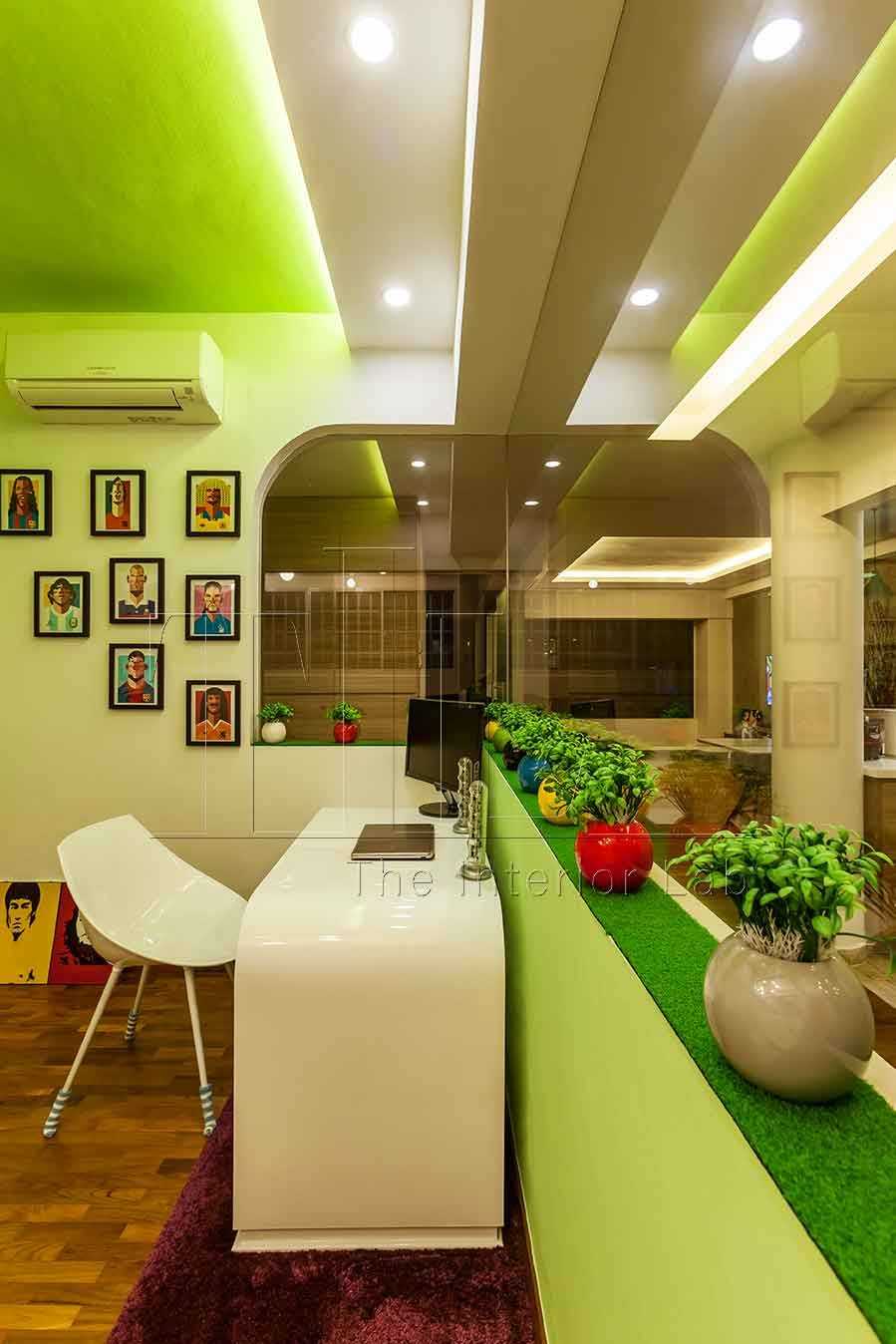 Modern Home Office with Cove Lighting and Artwork