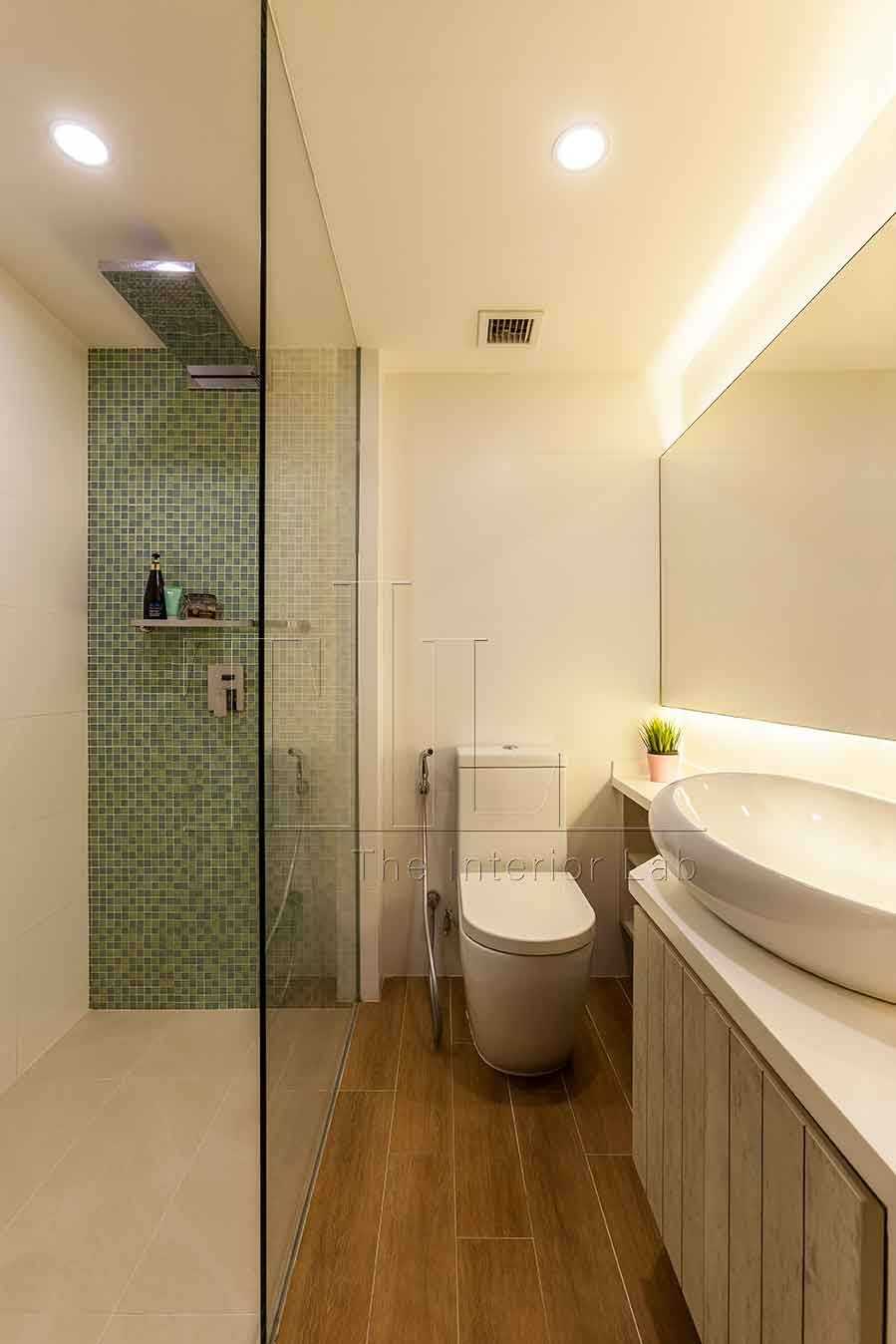 Modern Bathroom with Mirror and Shower Screen