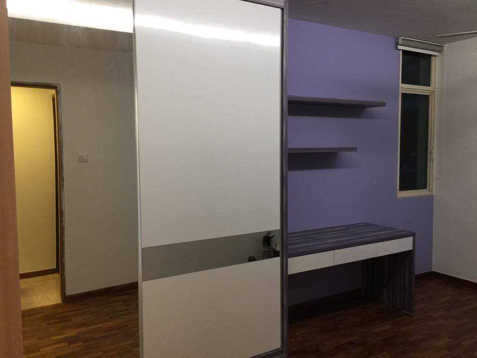 Scandinavian Bedroom with Bookshelf and Wardrobe