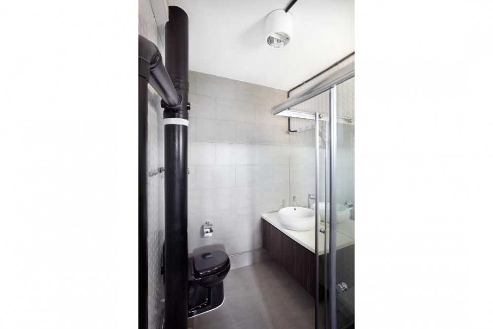 Industrial Bathroom with Bathroom Sinks and Bathroom Lighting