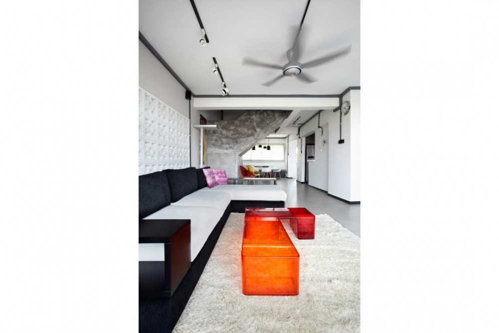 Industrial Living Room with Sofa and Rugs