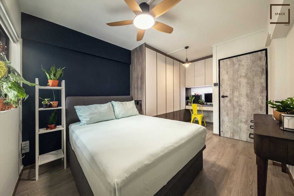 Contemporary Bedroom with Drop Light and Wardrobe
