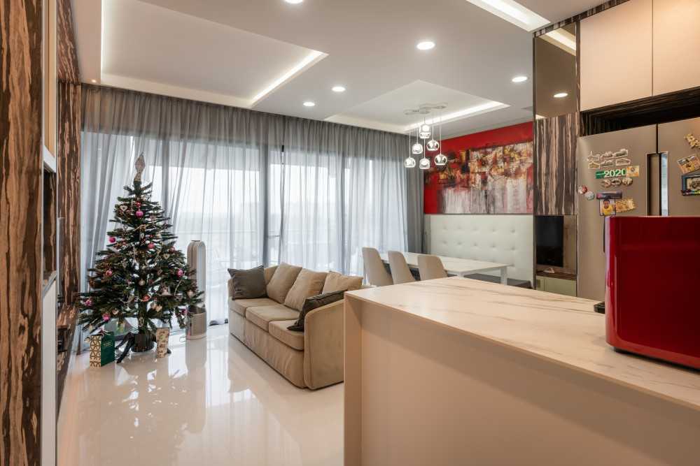 Modern Dining Room with Drop Light and Cove Lighting
