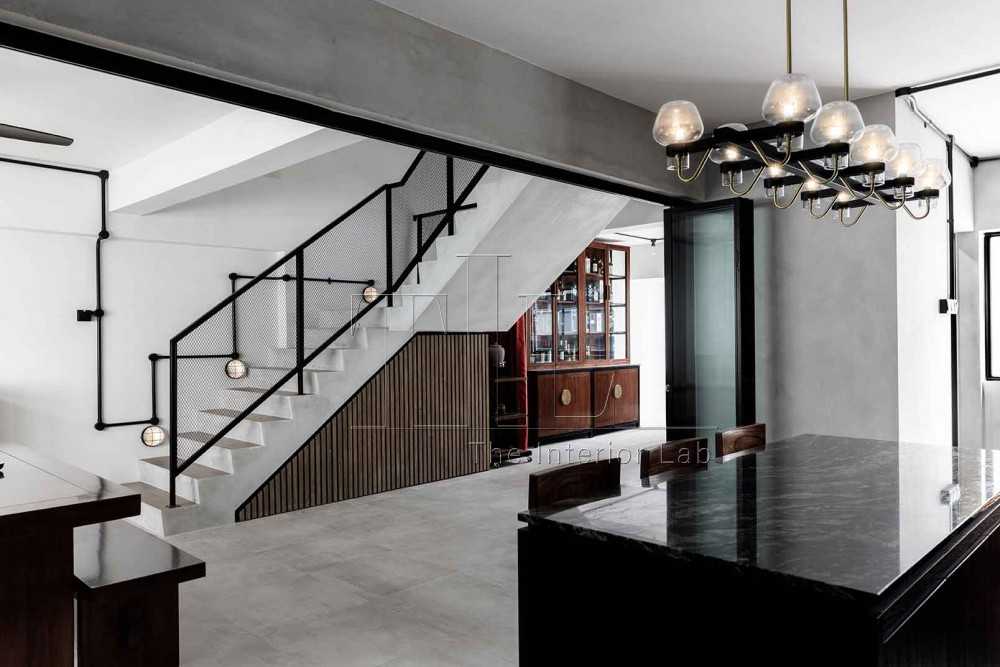 Industrial Kitchen with Countertop and Homogeneous Tiles