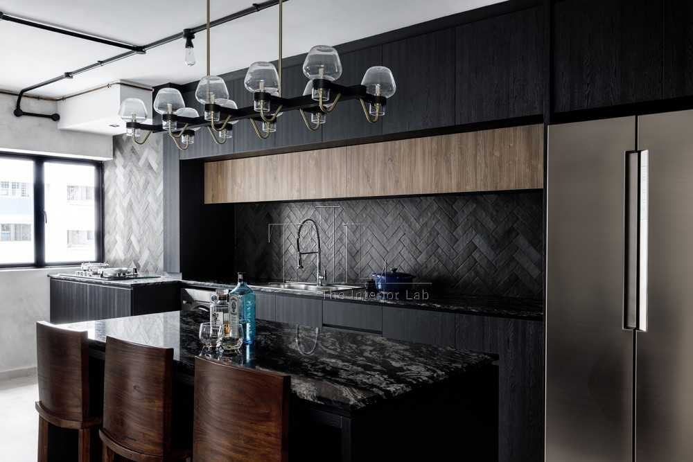 Industrial Kitchen with Countertop and Homogeneous Tiles
