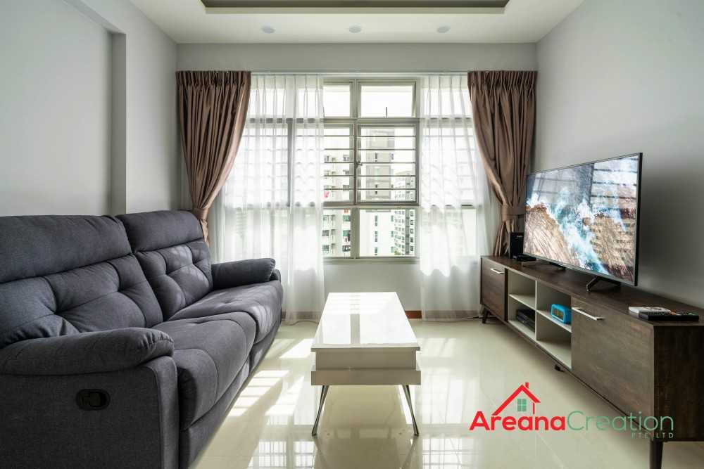 Contemporary Living Room with TV Console and Feature Wall