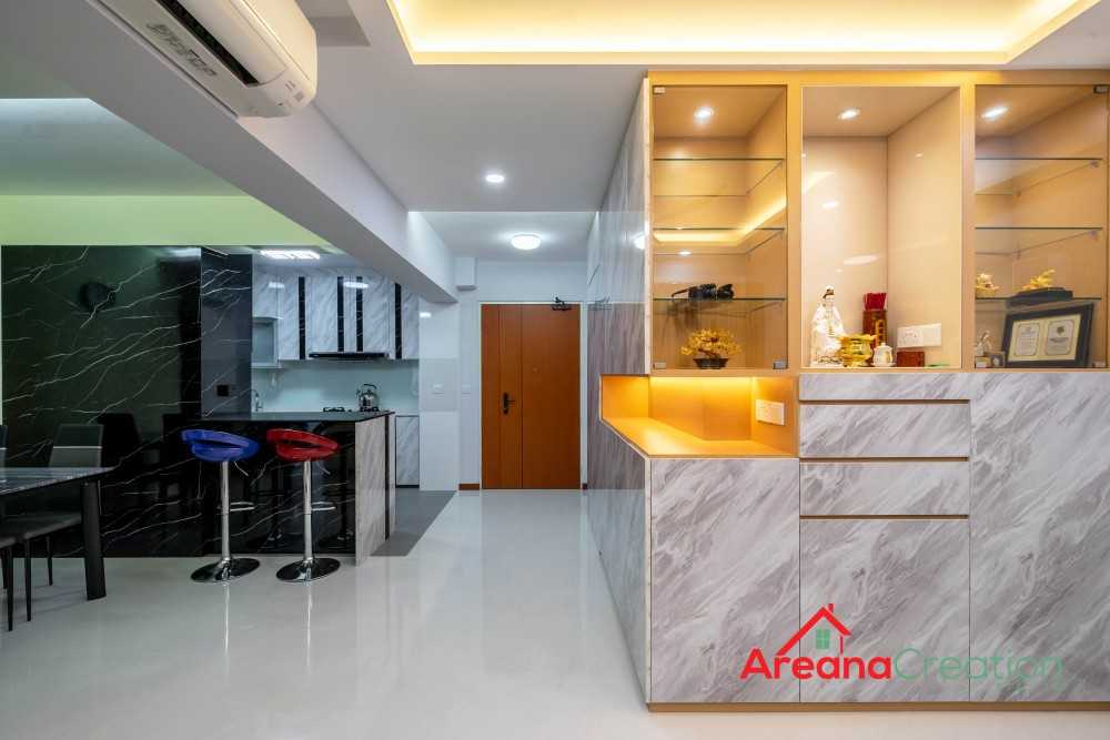 Contemporary Living Room with Countertop and TV Console