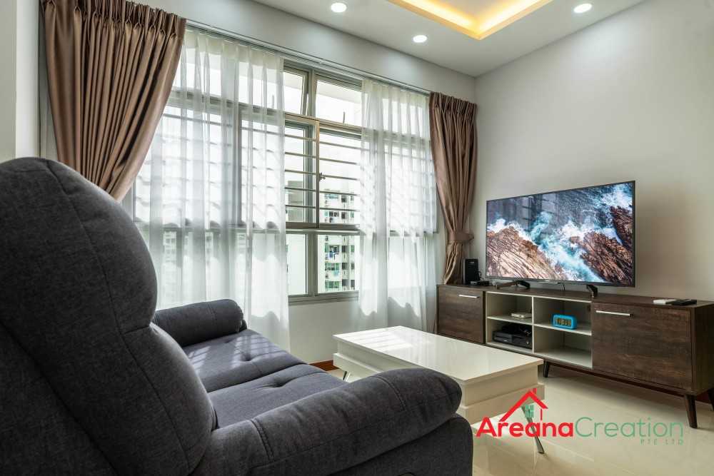 Contemporary Living Room with Homogeneous Tiles and Granite Floor