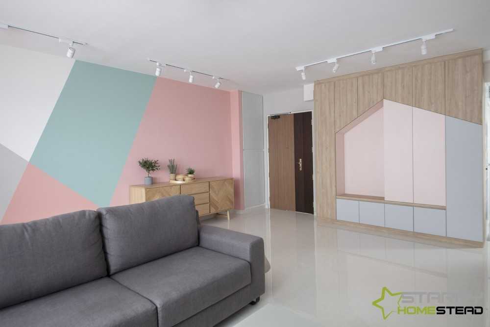 Scandinavian Entryway with Settee and Sofa