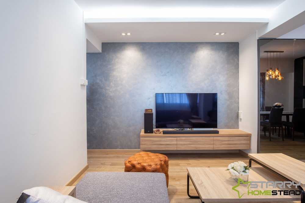 Contemporary Living Room with TV Console and Sofa