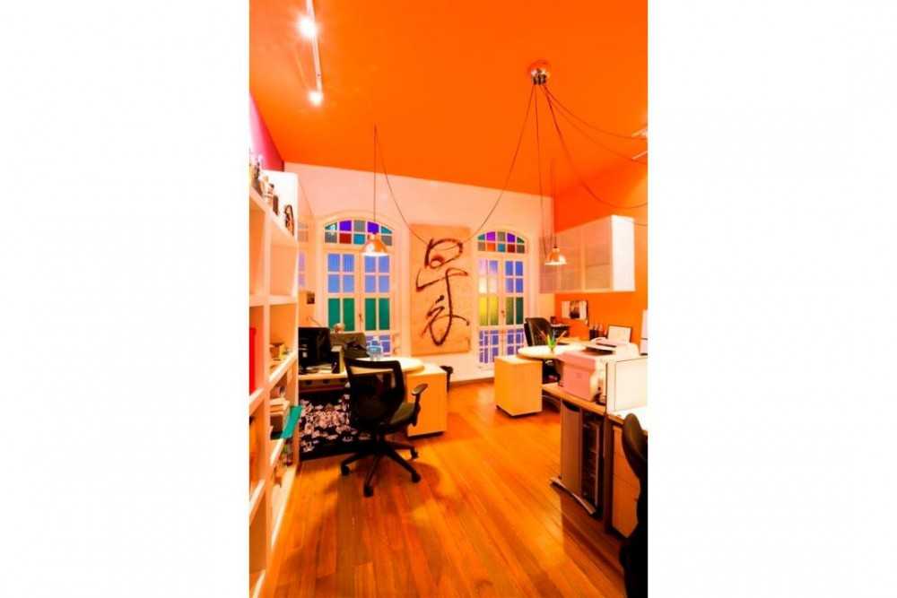 Eclectic Office with Computer and Computer Table