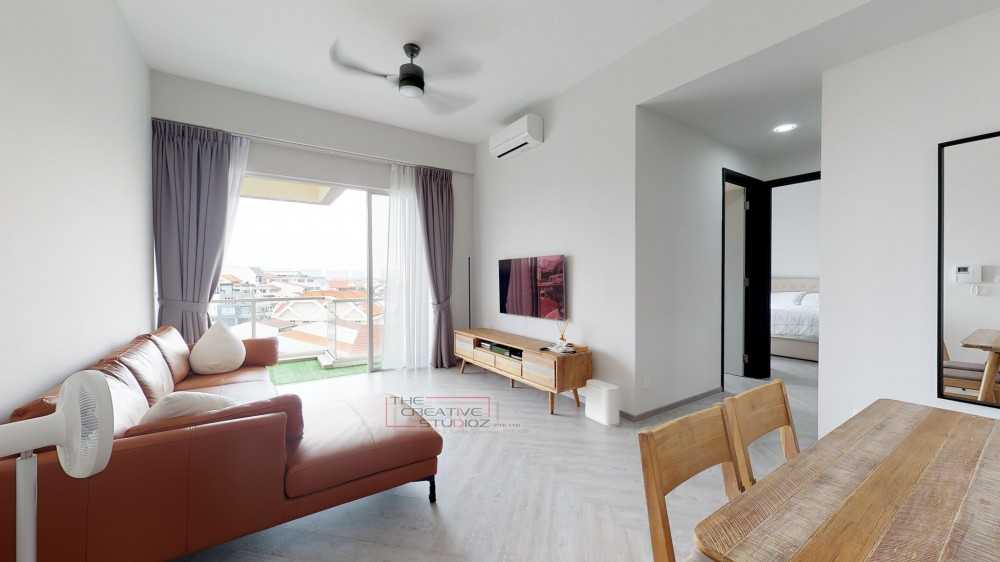 Minimalist Living Room with Vinyl Flooring and TV Console