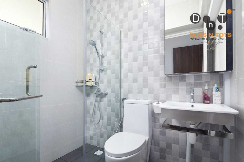 Contemporary Bathroom with Wood Flooring and Shower Screen