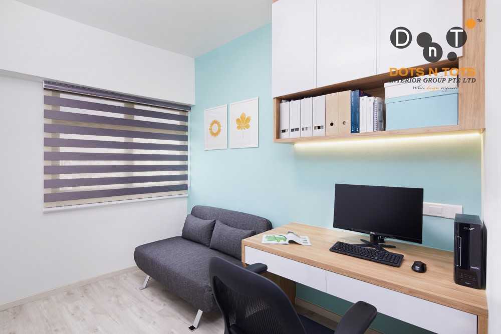 Contemporary Study with Bookshelf and Drop Light
