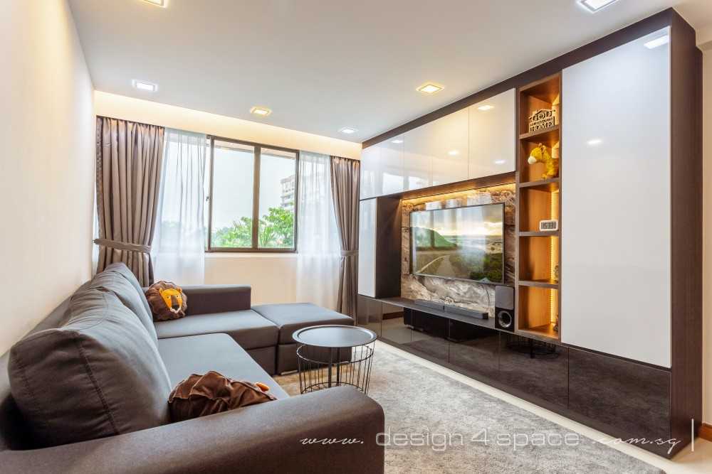 Contemporary Living Room with Drop Ceiling and Sofa