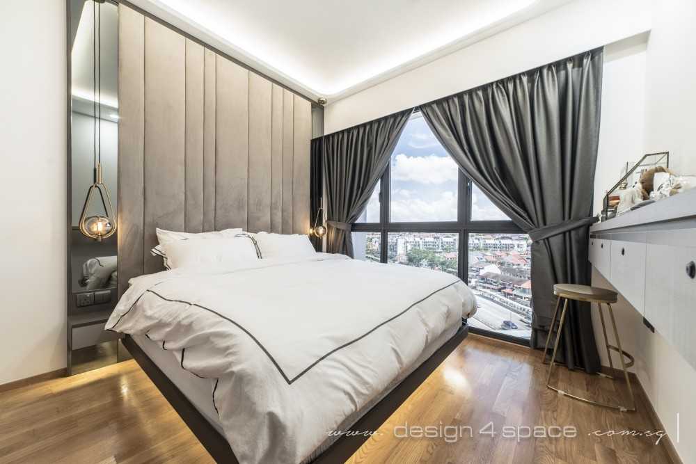 Modern Bedroom with Drop Ceiling and Ceiling Light
