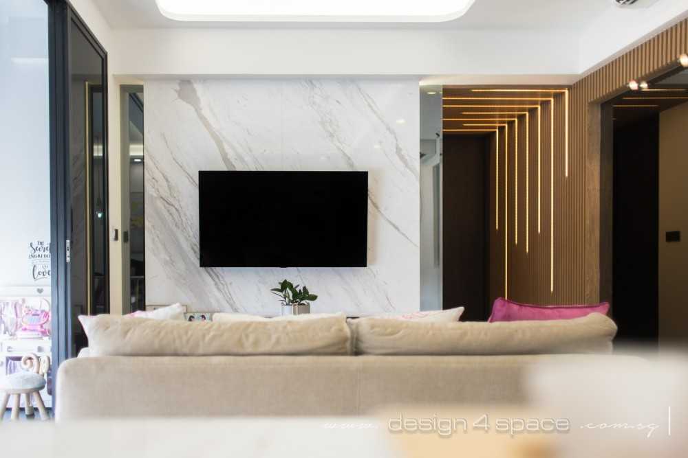 Modern Living Room with Feature Wall and Ceiling Light