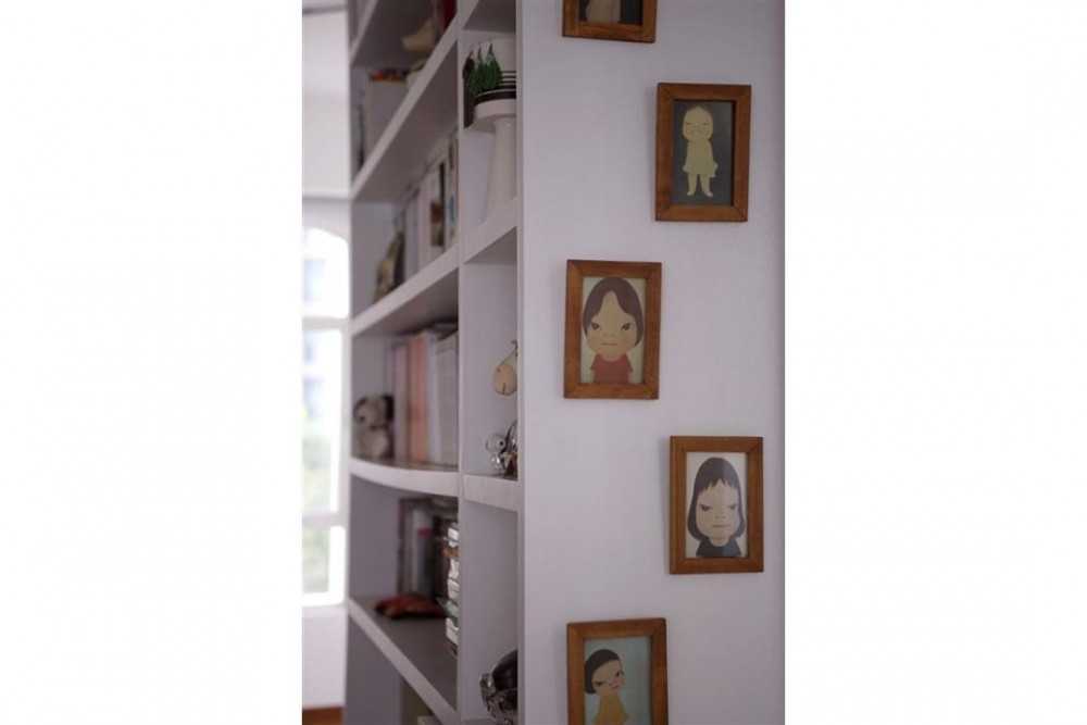 Eclectic Study with Bookshelf and Paintings