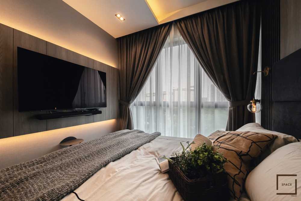 Contemporary Bedroom with Vinyl Flooring and Wardrobe
