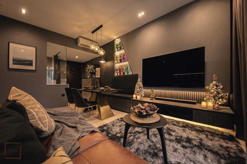 Contemporary Living Room with TV Console and Sofa