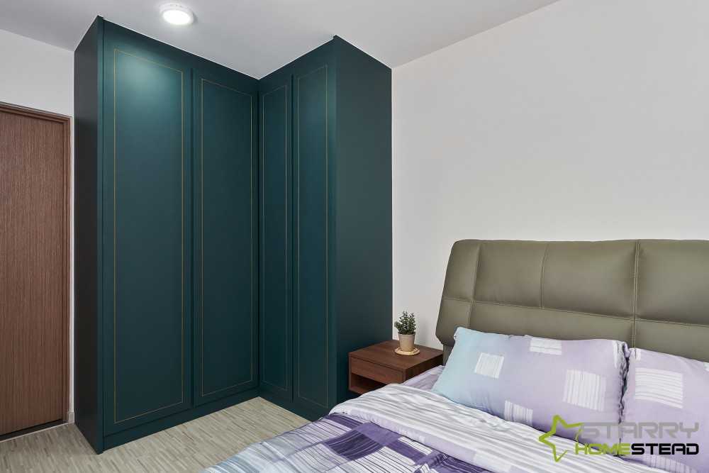 Scandinavian Bedroom with Wardrobe and Bedside Table