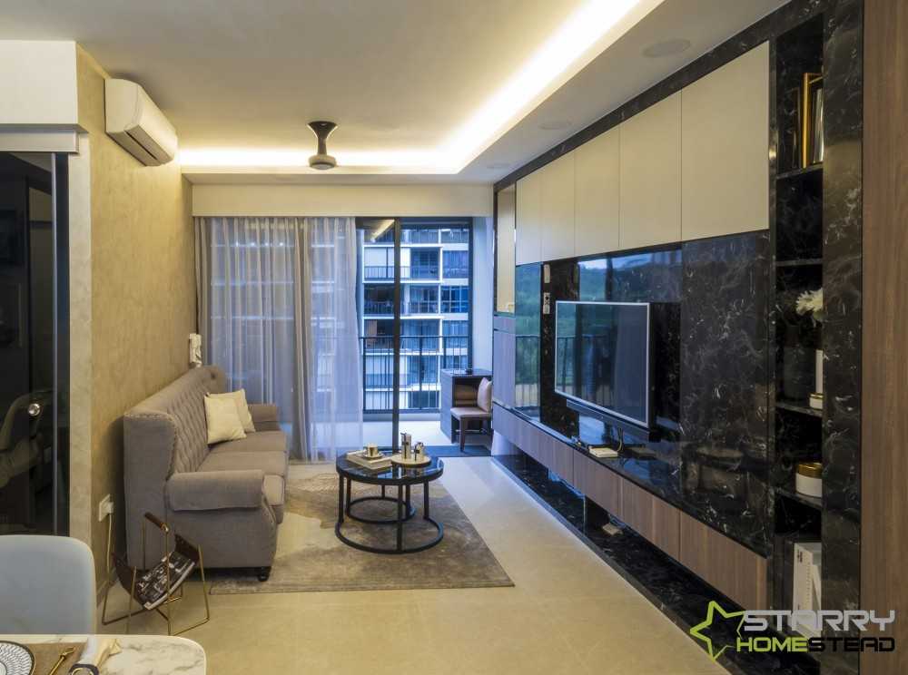 Modern Living Room with TV Console and Feature Wall