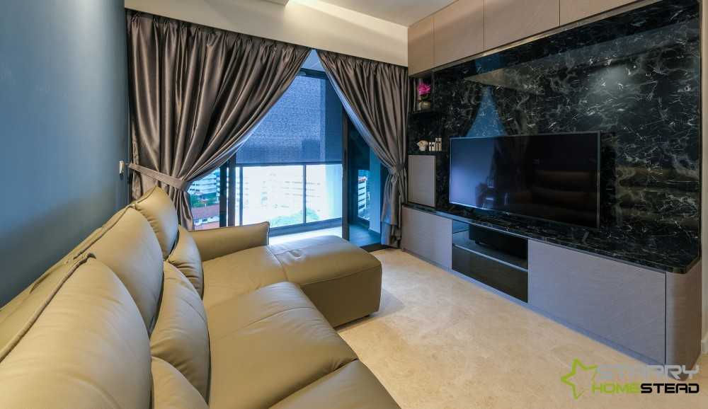 Modern Living Room with TV Console and Feature Wall