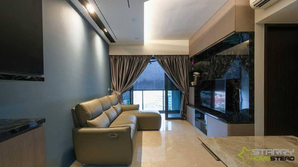 Modern Living Room with TV Console and Feature Wall